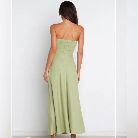 Olive Green Strapless Dress - Picture 2 of 5